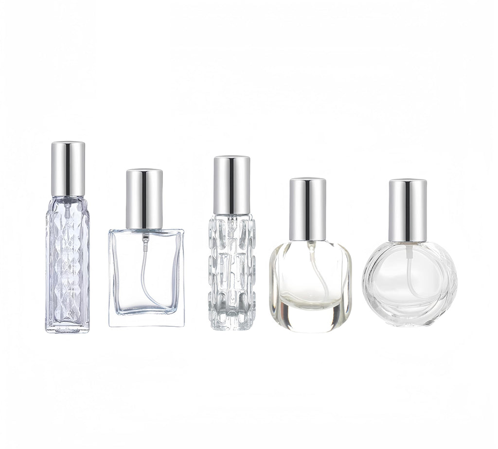 YORROR 5 Pcs 10ml 15ml Gold Glass Perfume Atomizer,Small Empty Refillable Perfume Spray Bottle for Men and Women,Portable Fragrance Fine Mist Spray Perfume Bottle for Travel