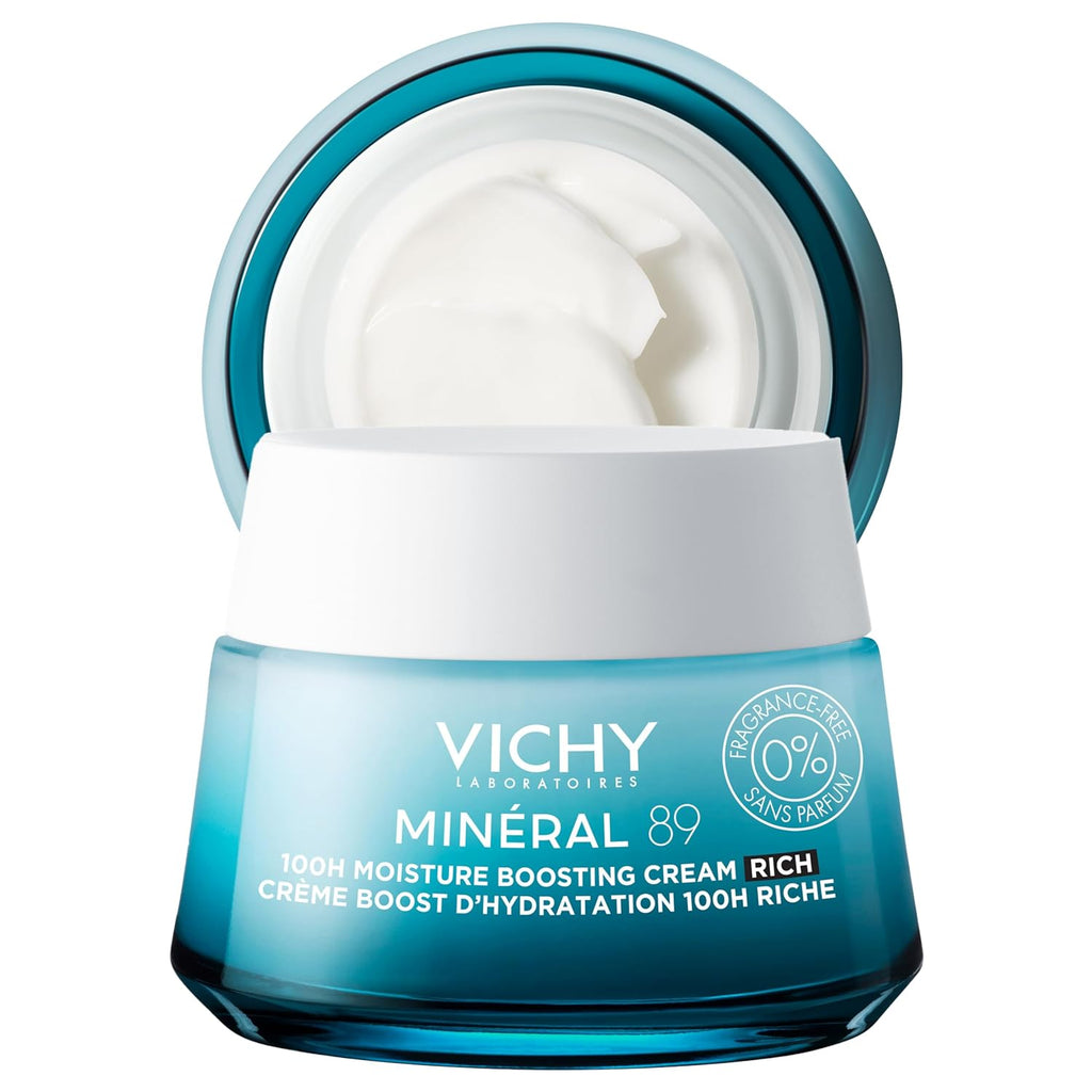 Vichy Mineral 89 Face Moisturizer - Fragrance-Free Hydrating Cream with Hyaluronic Acid | For All Skin Types