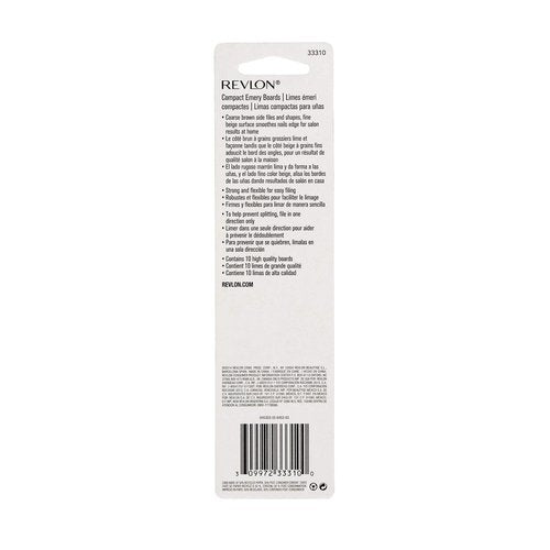 Revlon Compact Nail File,Dual Sided Emery Boards,Manicure Essentials,Smooths & Shapes Nails,Easy to Use,10 Count (Pack of 12)