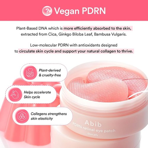 Abib PDRN Retinal Eye Patches - Rejuvenate Puffy Eyes with Glow Jelly & Niacinamide | 60 Count