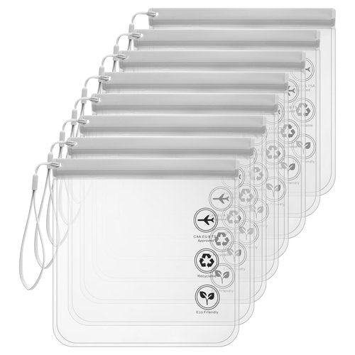 cobee 8 Pack TSA Approved Clear Toiletry Bags, Quart Size Carry on Airport Airline Compliant Travel Bag Makeup Cosmetic Bag Organizer Leak-Proof Airport Security Bag for Liquids, Cosmetics (Gray)
