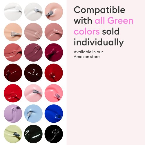 Manucurist Green™ System Set with Plum - Professional Vegan Plant-Based Manicure Kit: 1 Degreaser, 1 Base Coat, 1 Nail Polish Dark Wine, 1 Top Coat, Dried Drops - Gifts for Her