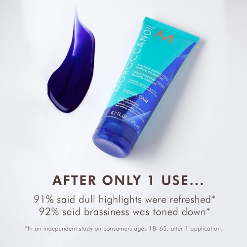 Moroccanoil Blonde Perfecting Purple Shampoo - Brightens & Tones Blonde Hair | 8.5 Fl Oz