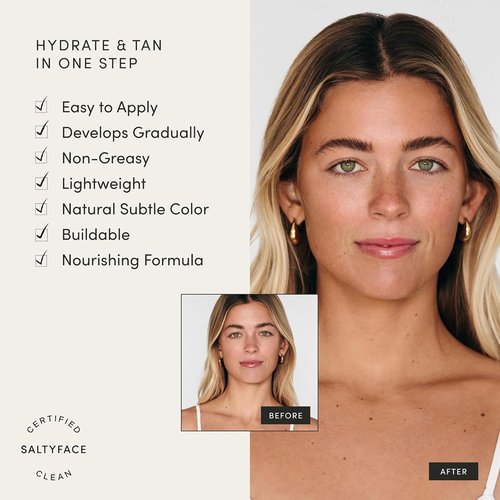 Saltyface Tanning Moisturizer | Self Tanner for Face with Green Tea & Hyaluronic Acid - 1.35 FL OZ (40 ML)
