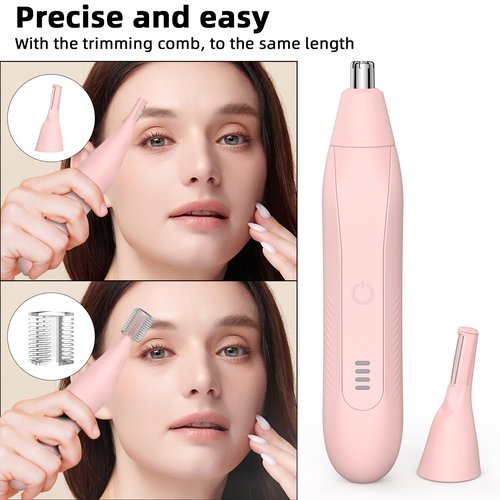 Setonia Ear and Nose Hair Trimmer for Men Women, Eyebrow and Facial Hair Trimmer with Powerful Motor and Dual-Edge Blades Rechargeable Painless 2 in 1 Metal Trimming Tool