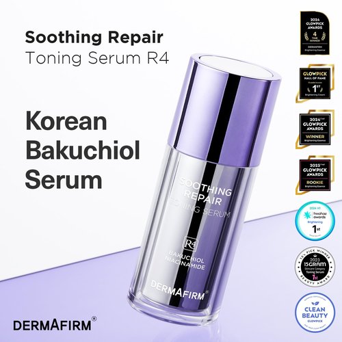 DERMAFIRM Bakuchiol Retinol Serum - Soothing Daily Skin Care with Niacinamide & Peptides for Sensitive Skin | R4 Glass Skin Toning Serum