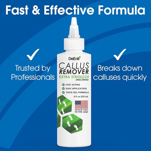 DeEnti Callus Remover Gel - Extra Strength 8oz for Dry Skin & Cracked Heels | Professional Foot Care