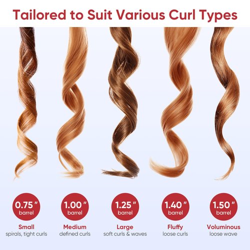 Ryanboo 1 Inch Curling Iron, 5 Temperature Settings, Professional Spring Hair Iron for All Hair Types, Max 430℉ with Heat Resistant Mat (1 Inch Pink)