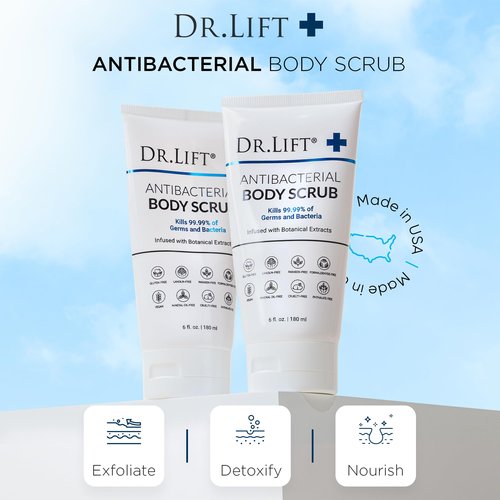 Dr. Lift Antibacterial Body Scrub, Botanical Exfoliating Formula With Vitamin E, Vitamin A, Lavender, and Salt Granules to Exfoliate and Nourish Skin, Body Care for Oily and Combination Skin, 6 Fl Oz