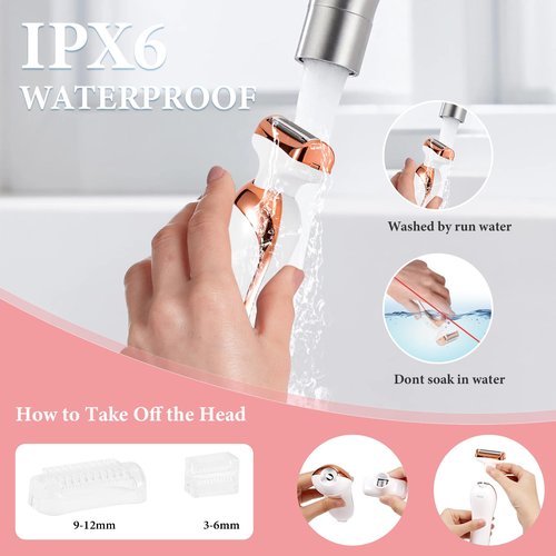 Bikini Trimmer for Women,4-in-1 IPX6 Waterproof Electric Shaver,USB Cordless Painless Electric Razors with LED Display for Legs Bikini Facial Hair Removal, Body Wet&Dry Use Razor Kit for Lady Grooming