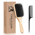 Sosoon Boar Bristle Paddle Hair Brush - Tangle-Free Styling for All Hair Types | Gift Box & Tail Comb Included