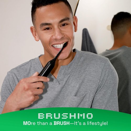 Brushmo Plaque Control Replacement Toothbrush Heads, Compatible with Philips Sonicare Click-on Electric Toothbrush Handles, 8 Standard Replacement Heads, SoftDuPont Bristles, BM928bk, Black