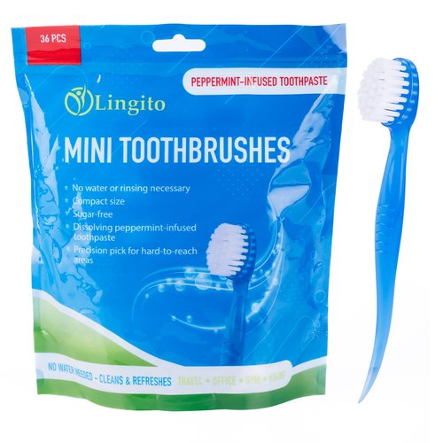 Bulk Toothbrushes - Prepasted Mini Disposable Toothbrush Set (36 Pack - Medium, Individually Wrapped for Travel)