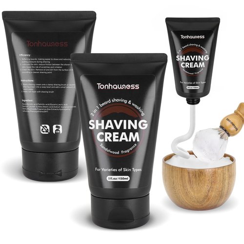 Shaving Brush Kit For Men, 4 In 1 Shaving Brushes Set Includes Badger Hair Shaving Brush, Wood Bowl, Shaving Cream and Stainless Steel Shaving Holder