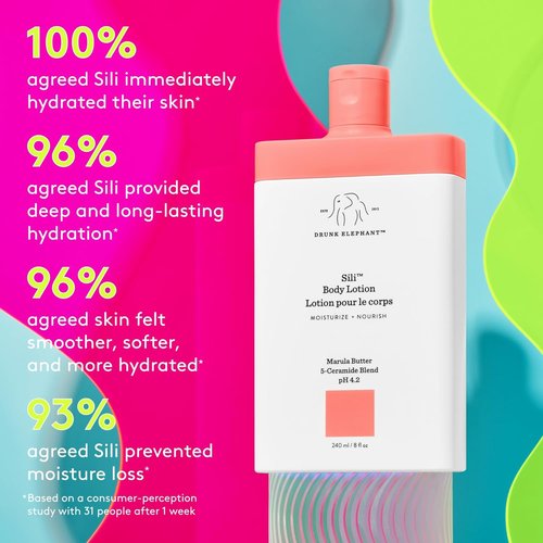 Drunk Elephant Sili Body Lotion - Lightweight Daily Moisturizer - 240 ml/8 fl oz - Clean & Cruelty-Free Skincare
