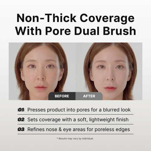 THE TOOL LAB Magnet Styler Pore Dual Brush, Liquid Foundation Brush, Professional Flat Top for Liquid and Cream Makeup, Buffing and Blending, Korean Makeup (1 Count)