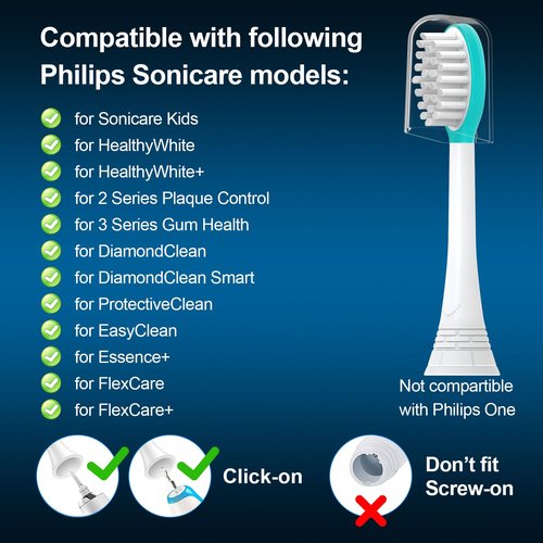 CILGEWH Kids Replacement Toothbrush Heads 10 Pack for Philips Sonicare Electric Toothbrush Soft Brush Head for Child 7+ for Boy Girl,Blue
