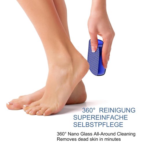 Foot File, Nano Glass Callus Remover, Portable Professional Foot Beauty Care Tool, can be Used for Wet/Dry Cracked feet, Painless Foot File for Dead Skin, Foot calluses, and Foot cuticles - Blue