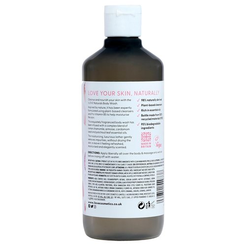 I LOVE Naturals Rose & Argan Body Wash - Moisturizing Plant-Based Cleanser - Infused with Essential Oils - 16.9 oz