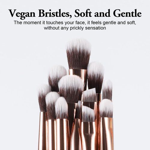 Eye Makeup Brush Set 12pcs, Soft Synthetic Bristles Professional Eye Brush for Eyeshadow, Eyebrow, Eyeliner, Blending