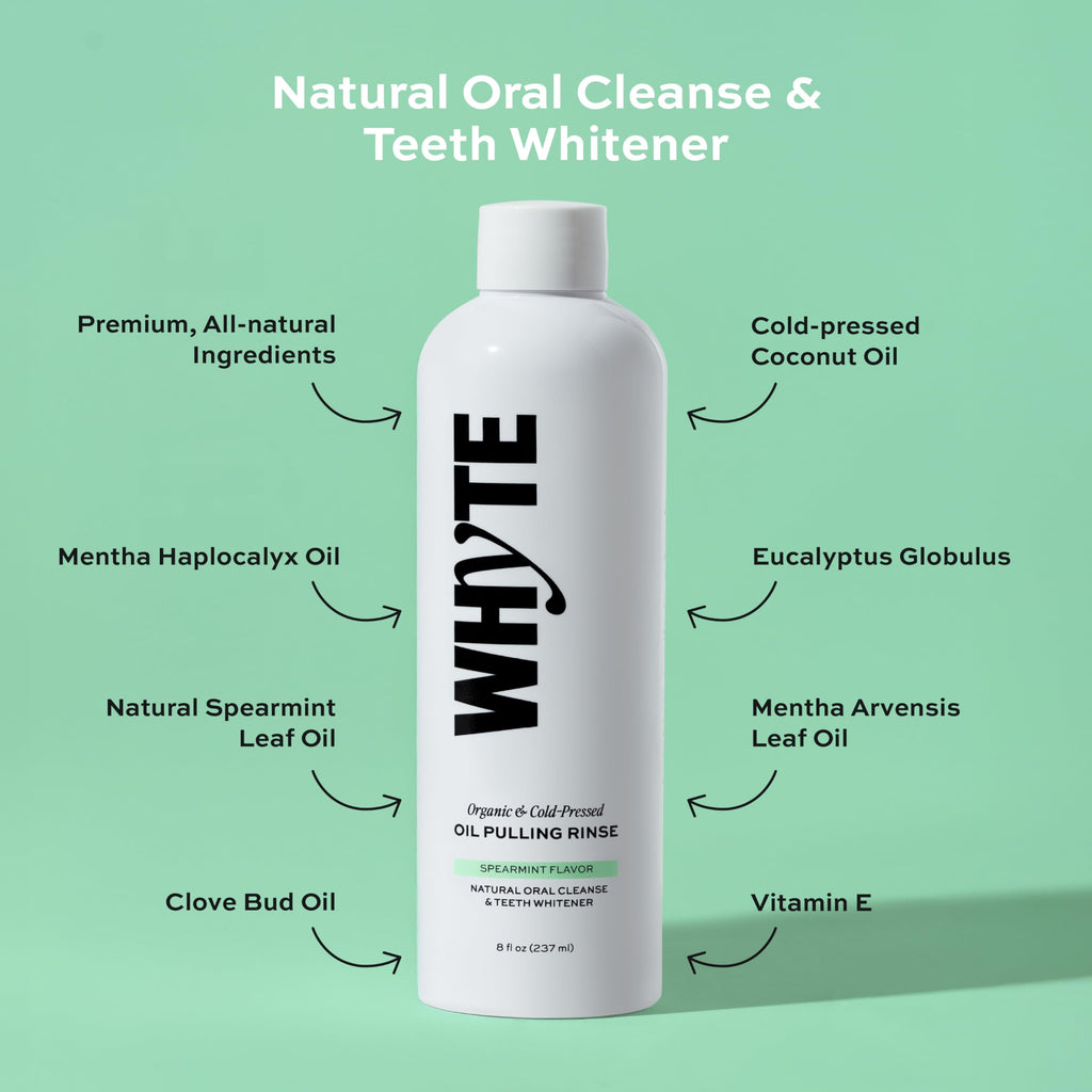 Whyte Coconut Oil Pulling Mouthwash for Teeth Whitening & Gum Health (Spearmint)