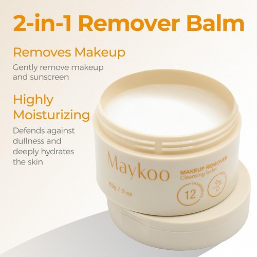 MAYKOO Makeup Remover Balm - Hydrating Deep Cleansing Oil for All Skin Types | 85g/3oz