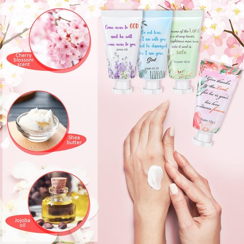 Landhoow 24 Pack Christian Hand Cream Bulk for Women Travel Hand Lotion Set Religious Bible Verse Gifts for Easter Church Prayers School Teacher Wedding Anniversary Birthday Mother's Day