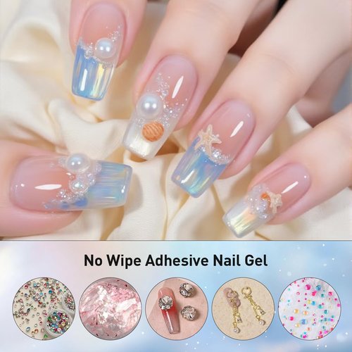 Finger Secret Rhinestone Glue Kit with Gold & Silver Chrome Powder - 30g Nail Glue for 3D Gel Nail Art & Charms
