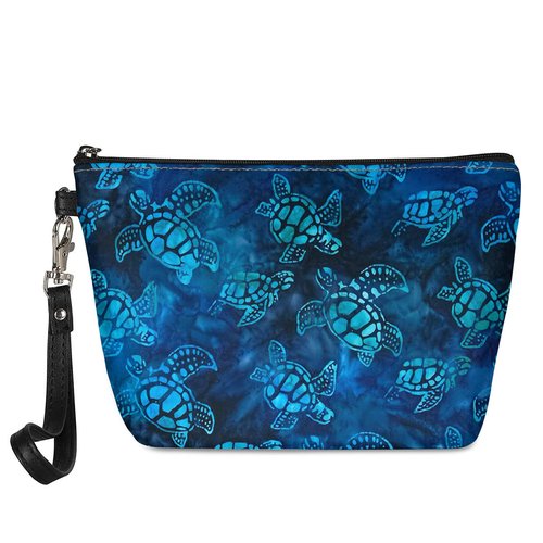 JOAIFO Underwater Blue Sea Turtle Print Cosmetic Bag for Women,Waterproof Makeup Bags Toiletry Pouch with Zipper Handle Portable Travel Bag