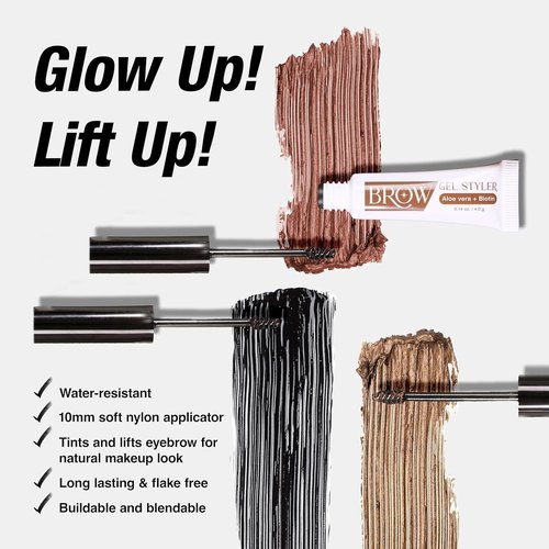 Secret of Pharaoh Brow Gel Styler - Dark Brown, Water-Resistant Eyebrow Gel for Natural Lifted Look