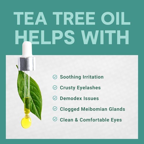 Tea Tree Eyelid Cleanser Wipes - Soothing Dry Eye Relief | 30 Single-Use Towelettes for Demodex Removal