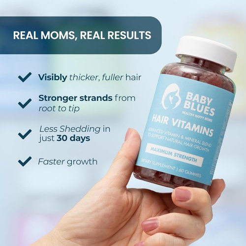 Baby Blues Postpartum Hair Loss Vitamins - Passion Fruit Gummies with Biotin, Collagen & Folate