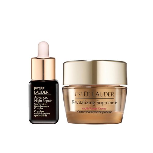 Estée Lauder Mini Serum & Moisturizer Travel Set - Advanced Night Repair 0.24 Fl Oz & Revitalizing Supreme 0.5 Oz