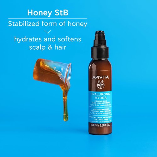 Apivita Hydration Leave-In Conditioner - Lightweight Moisturizing with Hyaluronic Acid & Aloe, 100 mL / 3.38 oz