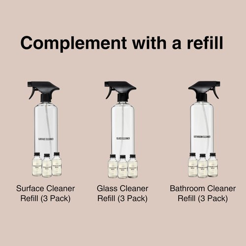 Public Goods Empty Glass Spray Bottle for Multi-Surface Cleaner | Refillable Spray Bottle for Cleaning | Made with Borosilicate Glass for Countertops, Tile, Floors, Appliances | BPA Free | 24 Oz