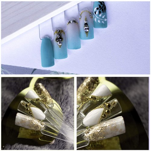KRISMYA Set of 4 Total 200 Pcs Clear Nail Swatches Sticks, Transparent Fan-shaped Nail Art Tips Display Polish Board Display Practice Sticks Tool with Metal Split Ring Holder