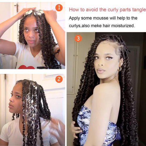 Boho Style Passion Twist Hair 22inch Long Pre-Twisted Crochet Goddess Passion Twist Hair 8Pack Pre Looped Curly Crochet Hair Soft Bohemian New Passion Twist Crochet Braids Hair for Black Women,1b#
