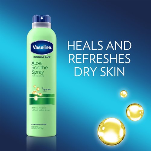 Vaseline Aloe Soothe Spray 2-Pack – Non-Greasy, Fast-Absorbing All-Over Soothing Moisturizer for Dry Skin + Original Lip Therapy for Soft, Smooth Lips
