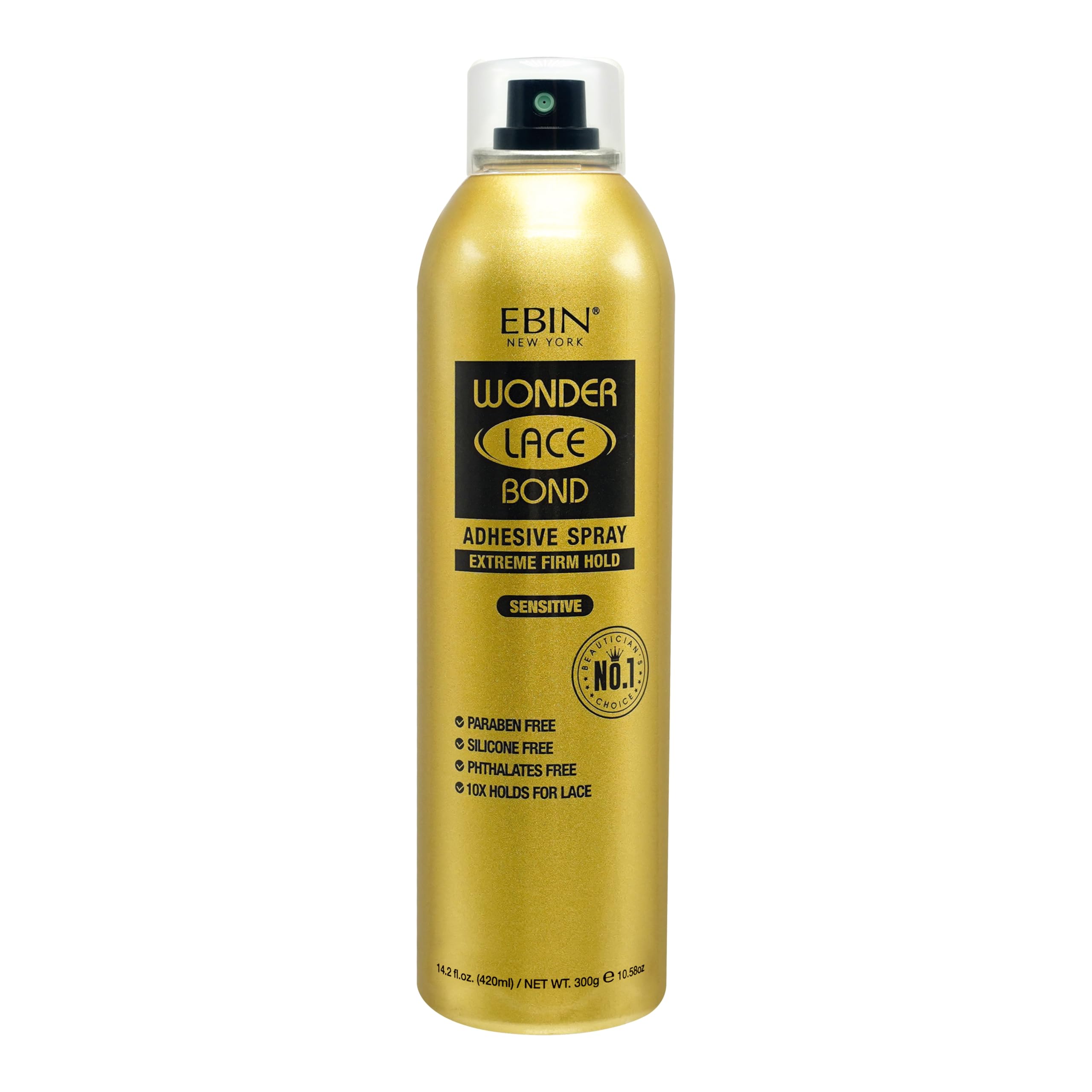 Wonder Lace Bond Adhesive Spray - Sensitive 14.2fl.oz./420ml | Fast Drying, No Residue, Long Lasting Formula with Protecting Edges Lace Front Wig Bond