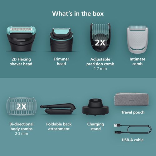 Philips Norelco Body Groomer 7000 - Waterproof Full Body Groomer with Travel Case & Triple Protect Shave System
