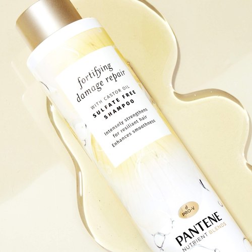 Pantene Sulfate Free Shampoo with Castor Oil, Nutrient Blends Fortifying Damage Repair, 9.6 fl oz, Pack of 4