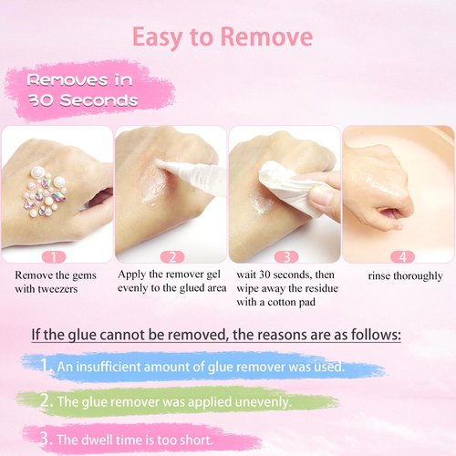 Face Makeup Glue for Rhinestones, 2pcs Waterproof Glitter Glue Long Lasting with Remover Brush, Strong Adhesion Designed for Eye Jewels Face Gems Body Glitter Makeup