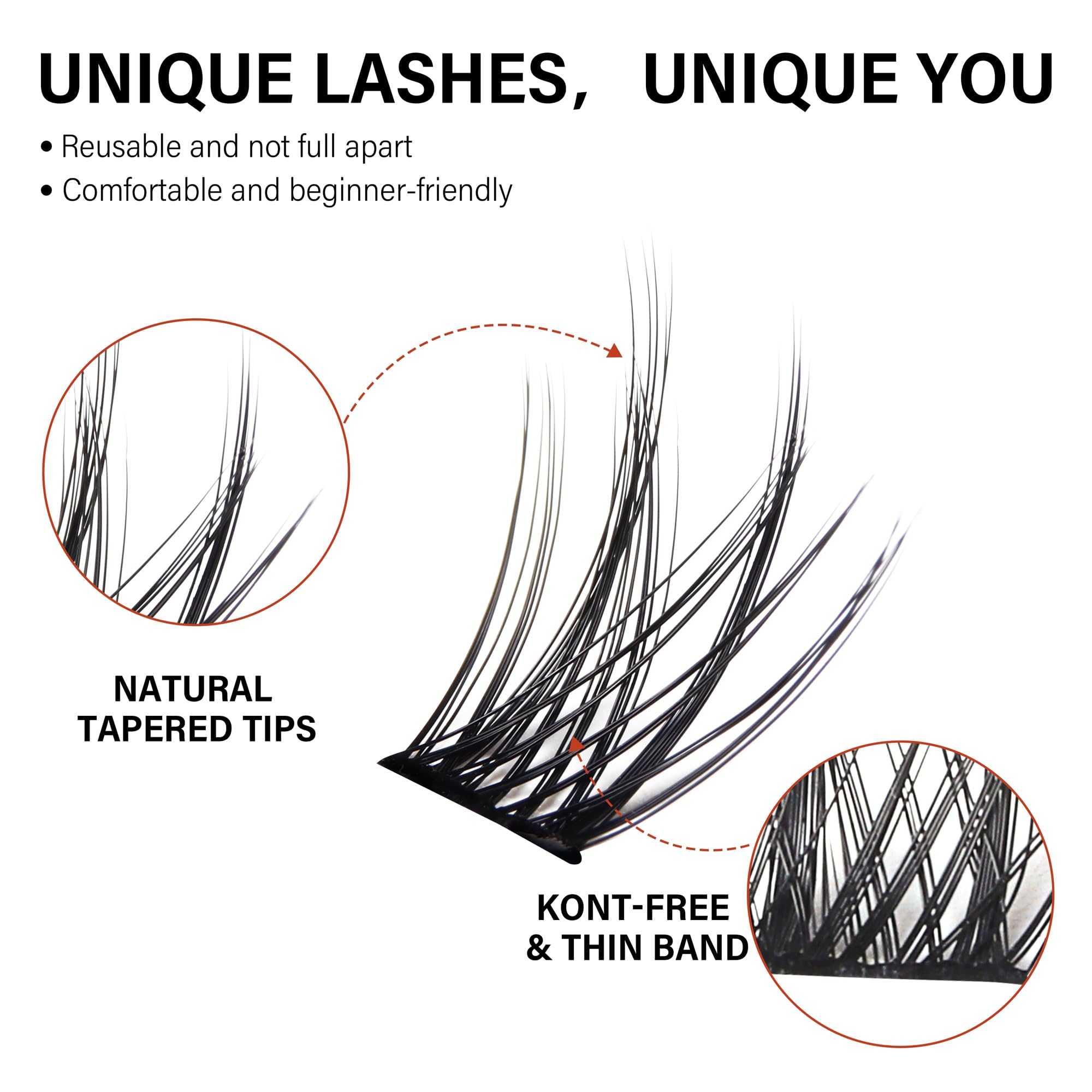 VYRILA Lash Cluster 144pcs Individual Lashes,8-16mm Diy Lash Extension,C Curl Lash Clusters Wispy,3D Natural Lash Clusters Look Like Eyelash Extension DIY at Home (Orange Spirit-C-8-16mix)