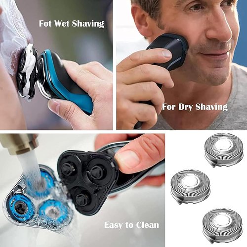 Philips SH50/52 Replacement Heads - Compatible Blades for Series 5000 Electric Shaver | 3-Pack with Brush