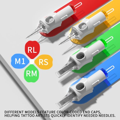 POSEIDON Professional Tattoo Cartridges Needles 50-Pack, Assorted Sizes Round Liner Shader Magnum, 3RL/5RL/7RL/9RL/9RM/11RM/15RM/7M1(#10), 5RS/9RS(#12), Disposable Needles with Membrane, Universal Fit
