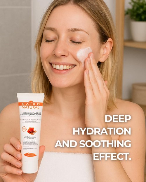 Skiennix Hydrating Cleansing Cream - Non-Greasy Makeup Remover with Propolis & Oat, 2.7 fl oz / 80g