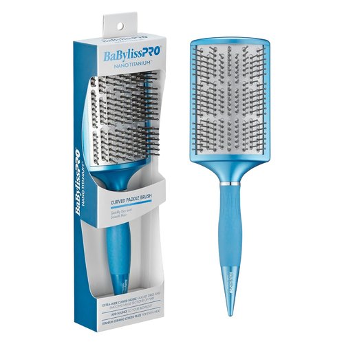 BaBylissPRO Nano Titanium Curved Paddle Brush - Extra-Wide Ionic Blow Dryer Brush for Smooth, Frizz-Free Styling
