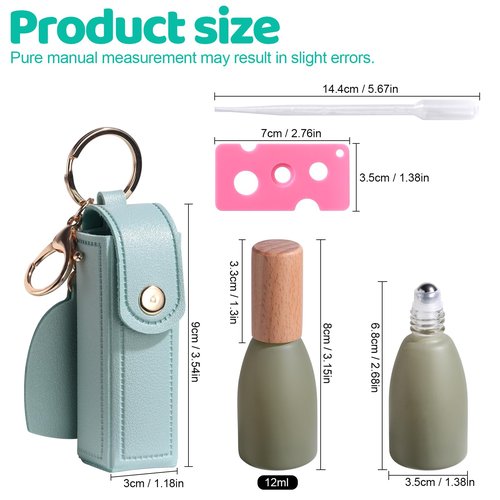 JPNK Essential Oils Roll-on Bottles with Stainless Steel Roller Balls for Aromatherapy and Perfumes with Portable Small Bag Pack of 4