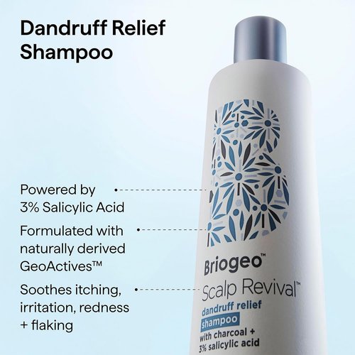 Briogeo Scalp Revival Dandruff Relief Shampoo - Charcoal & 3% Salicylic Acid | Color-Safe & Vegan | 8.4 fl oz