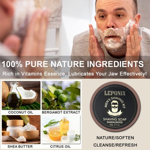 Mens Shaving Kit, The Ultimate Secret Santa Gift Set - Include Shaving Soap, Brush, Cream & Bowl – Premium Aftershave Christmas Gift Set for Him, Husband, Boyfriend – Ideal Grooming Essentials
